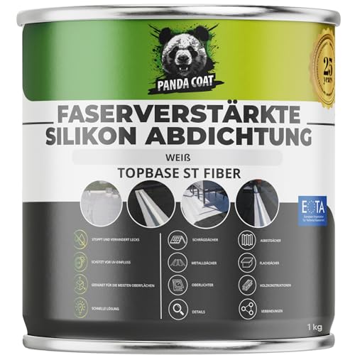 TopBase ST Fiber – Silikoninė Hidroizoliacinė Danga su Stiklo Pluoštu, Pilka/Balta, 1-4.7 kg