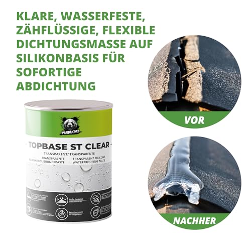TopBase ST Clear – Glasklare Silikon-Dichtmasse Kartusche für Glas und Dachrinnen, 0,18-0,4 kg