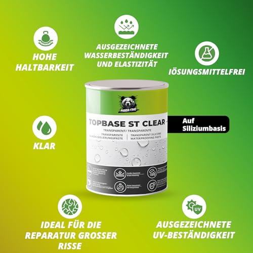 TopBase ST Clear – Glasklare Silikon-Dichtmasse Kartusche für Glas und Dachrinnen, 0,18-0,4 kg
