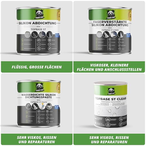 TopBase ST Clear – Glasklare Silikon-Dichtmasse Kartusche für Glas und Dachrinnen, 0,18-0,4 kg