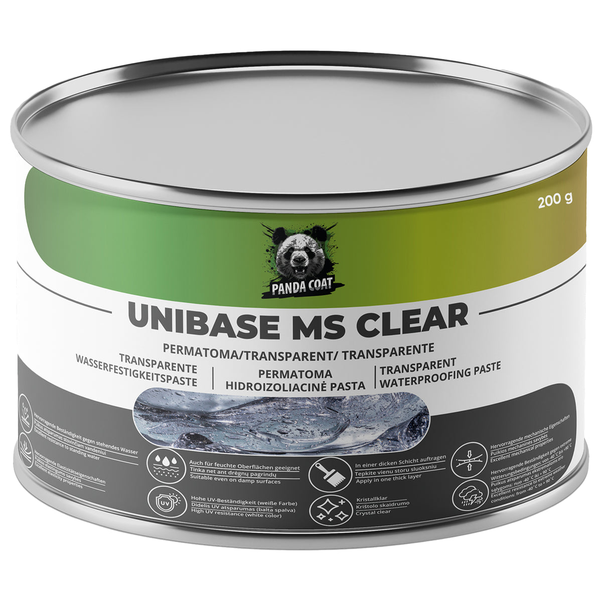 UniBase MS Clear – Skaidri Hidroizoliacinė Pasta, 0,2kg/1kg