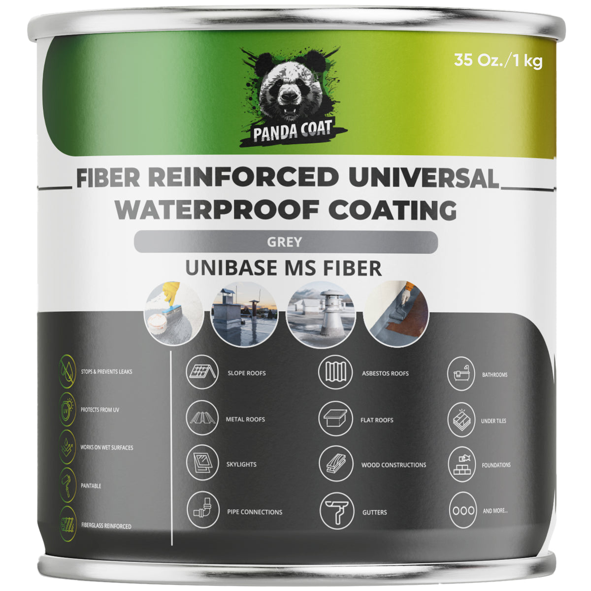 UniBase MS Fiber – Stiklo Pluoštu Sustiprinta Hidroizoliacija, Pilka, 1kg/5,67kg
