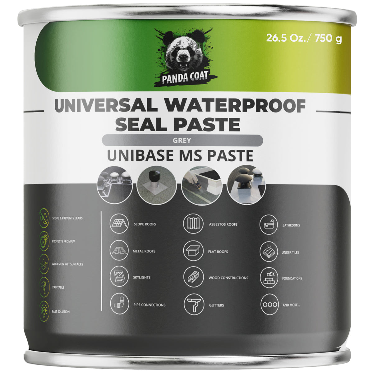 UniBase MS Paste – Tiršta Hidroizoliacinė Pasta, Pilka, 0.75 kg
